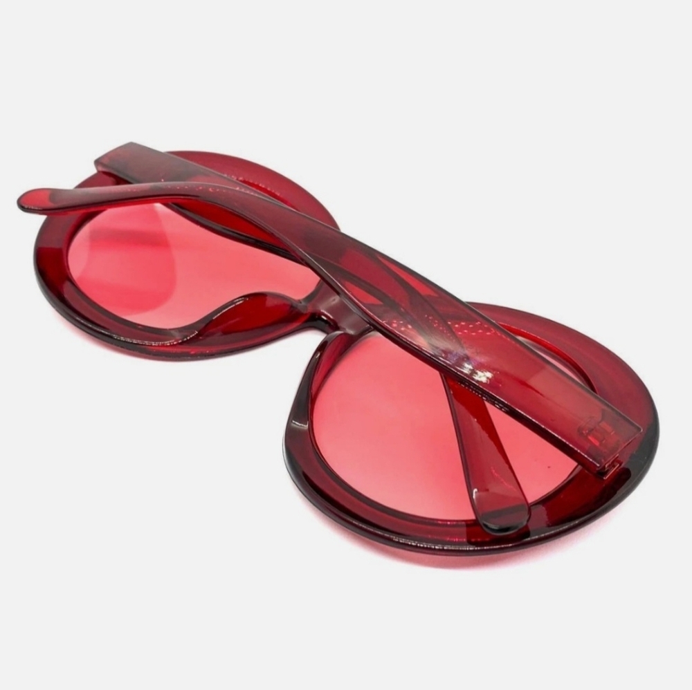 NEW Red Oversize Round Fashion Sunglasses - Picture 7 of 10